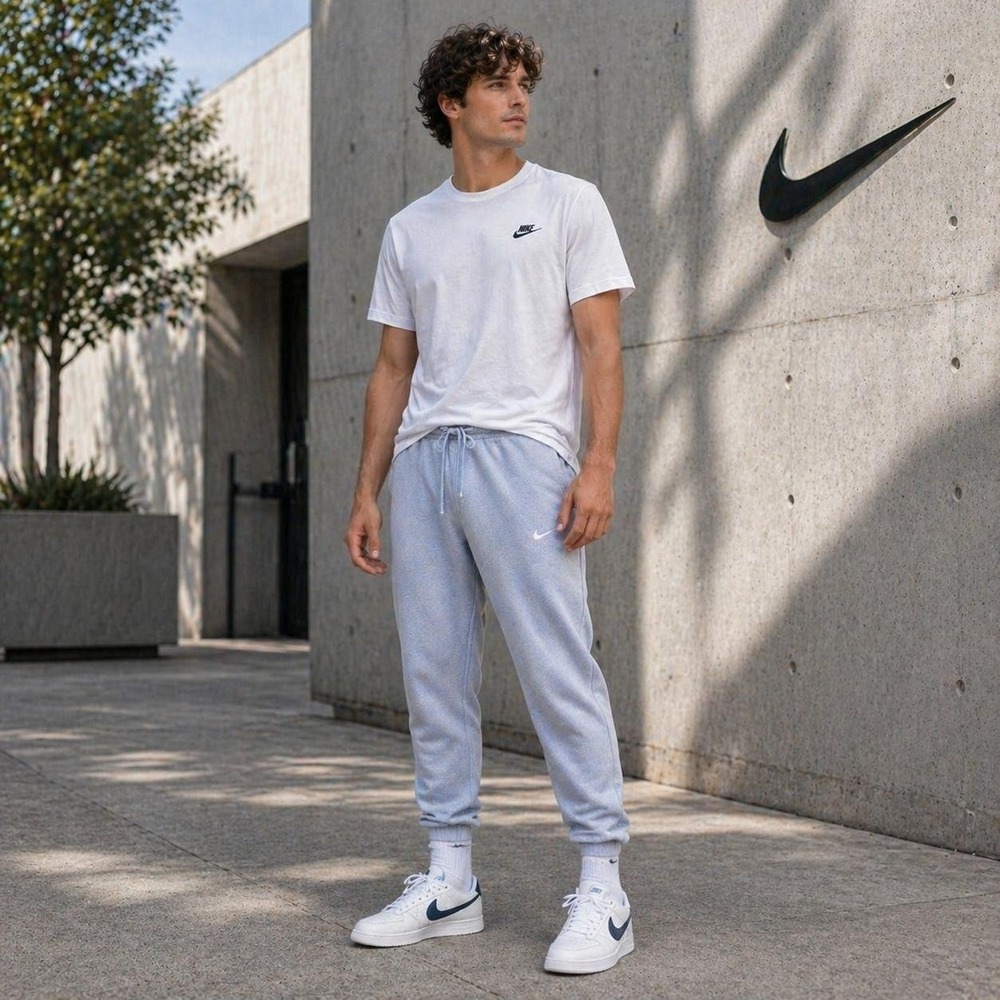 NIKE Men's Joggers Light Blue Sweatpants MEDIUM Drawstring Athletic SP240610TWJ